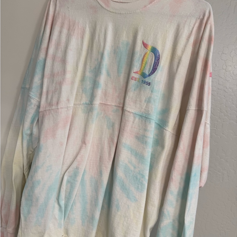 Disneyland Spirit Jersey Pastel Tie-Dye Long Sleeve Tee - Pink, Blue & Cream